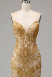 Sparkly Golden Bodycon Sweetheart Sequins Mini Homecoming Dress