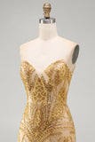 Sparkly Golden Bodycon Sweetheart Sequins Mini Homecoming Dress