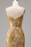 Sparkly Golden Bodycon Sweetheart Sequins Mini Homecoming Dress