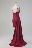 Burgundy Bodycon Corset Ruched Beaded Homecoming Dress with Side Cape