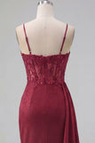 Burgundy Bodycon Corset Ruched Beaded Homecoming Dress with Side Cape