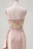 Champagne Bodycon Corset Ruched Beaded Homecoming Dress with Sash