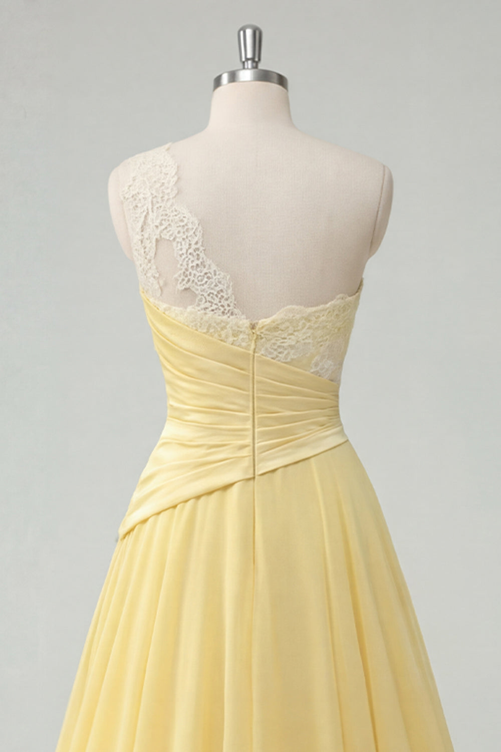 ZAPAKA Women Butter Yellow Chiffon Maxi Dress A-Line One Shoulder