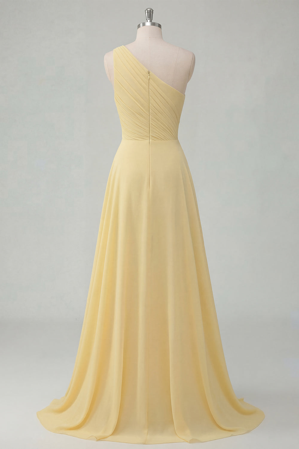 ZAPAKA Women Butter Yellow A-Line Maxi Dress Chiffon One Shoulder