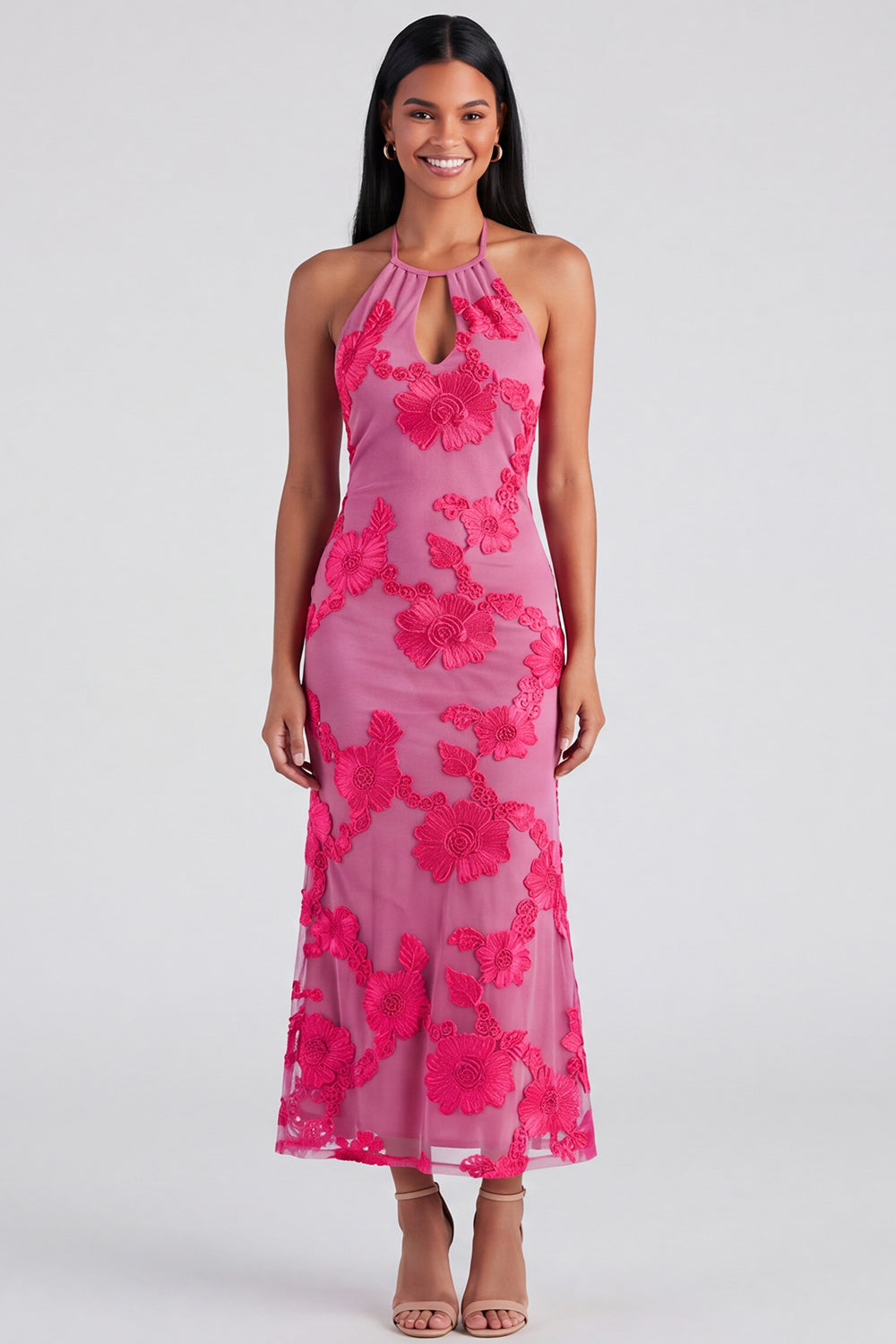 pink mermaid midi dress Areli Midi Dress (Pink)