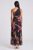 Ivory One Shoulder A Line Maxi Floral Dress