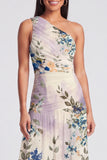 Ivory One Shoulder A Line Maxi Floral Dress