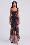Ivory Square Neck Floral Mermaid Maxi Dress