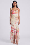 Ivory Square Neck Floral Mermaid Maxi Dress