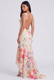 Ivory Square Neck Floral Mermaid Maxi Dress