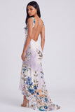 Ivory Square Neck Floral Mermaid Maxi Dress