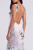 Ivory Square Neck Floral Mermaid Maxi Dress