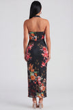 Halter Champagne Halter Sheath Maxi Floral Dress