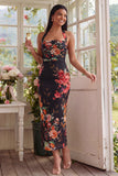 Halter Champagne Halter Sheath Maxi Floral Dress