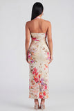 Halter Champagne Halter Sheath Maxi Floral Dress
