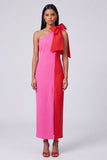 Black and White One Shoulder Bodycon Maxi Dress with Bow