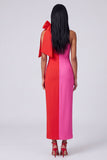 Black and White One Shoulder Bodycon Maxi Dress with Bow