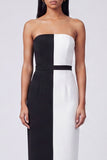 Off the Shoulder Black and White Bodycon Maxi Dress