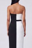 Off the Shoulder Black and White Bodycon Maxi Dress