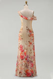Black Tulle Asymmetrical Sheath Printed Maxi Floral Dress
