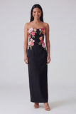 Light Yellow Strapless Sheath Long Floral Dress
