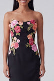 Light Yellow Strapless Sheath Long Floral Dress