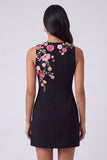 Black Round Neck Bodycon Mini Floral Dress