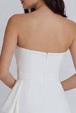 Ivory Strapless Bodycon Ruched Mini Dress with Ruffles