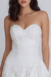Ivory Sweetheart A-Line Appliqued Beaded Mini Dress with Ruffles