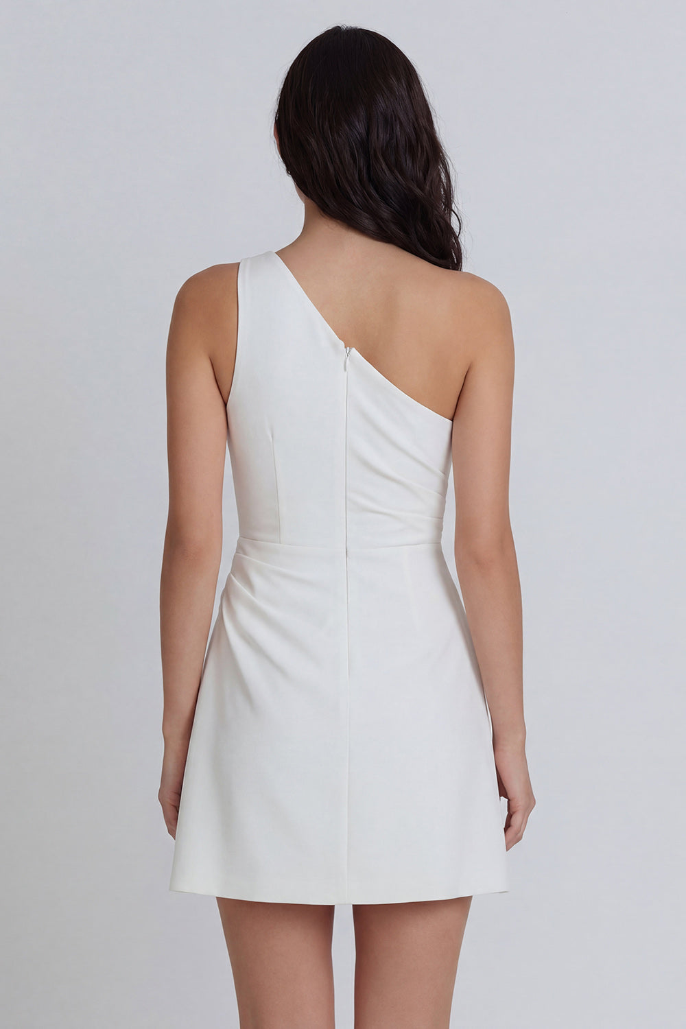 ZAPAKA Women Little White Dress A-Line Mini Dress One Shoulder Ruched Graduation Dress ZAPAKA Women Little White Dress A-Line Mini Dress One Shoulder Ruched Graduation Dress