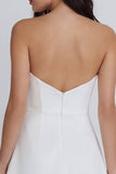 Strapless Bodycon Ruched White Mini Dress with Slit