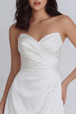 A-Line Sweetheart Ivory Ruched Satin Mini Dress
