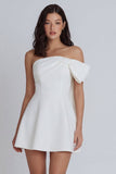 Ivory A-Line Strapless Mini Dress with Bow