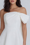 Ivory A-Line Strapless Mini Dress with Bow