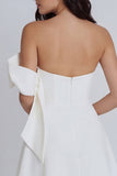 Ivory A-Line Strapless Mini Dress with Bow