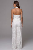 Ivory Halter Lace Embroidered Two-Piece Work Suits