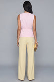 Pink and Yellow V-Neck Two-Piece Work Suits