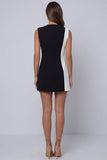 Black and White Lapel Sleeveless Short Work Dress