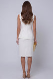 Ivory V-Neck One-Button 2-piece Sheath Work Suits