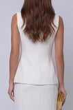 Ivory V-Neck One-Button 2-piece Sheath Work Suits