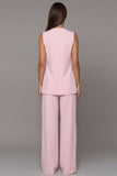 2 Piece Pink V Neck Work Suits