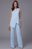 2 Piece Sky Blue Sleeveless Work Suits
