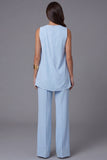 2 Piece Sky Blue Sleeveless Work Suits
