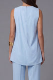 2 Piece Sky Blue Sleeveless Work Suits