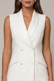 White Shawl Lapel Pleated A Line Short Work Dress