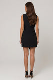 Black Notched Lapel Double-breasted Sheath Short Work Dress