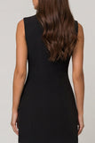 Black Notched Lapel Double-breasted Sheath Short Work Dress
