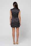Black Peaked Lapel Double Breasted Short Polka Dots Work Dress