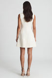 Ivory Peaked Lapel Double-breasted A Line Short Work Dress