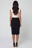 Black and White Shawl Lapel Sheath Midi Work Dress